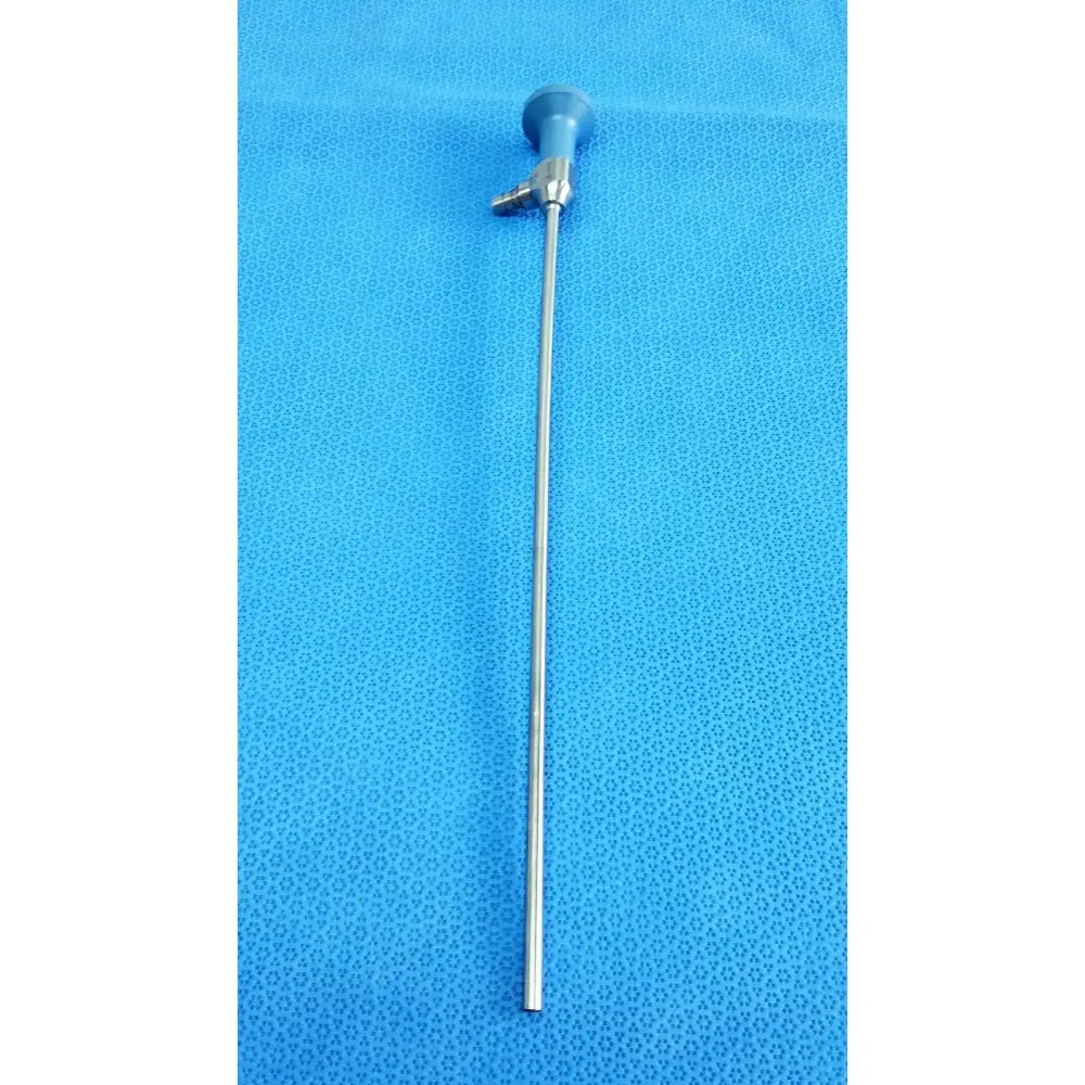 Blue-handled stryker ideal eyes 5mm autoclavable endoscope with long slender metallic shaft for surgical use