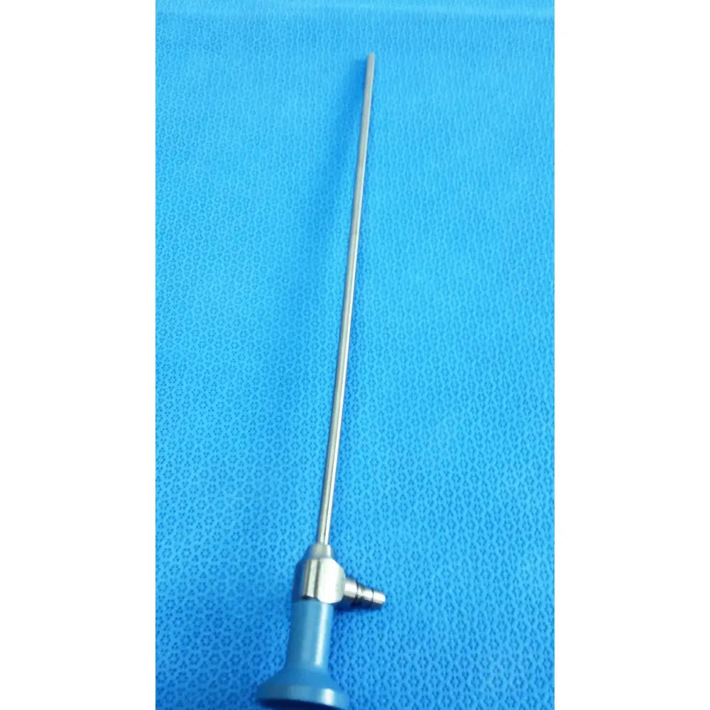 Silver surgical endoscope with blue handle and metallic joints stryker ideal eyes 5mm 0° autoclavable endoscope
