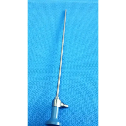 Silver surgical endoscope with blue handle and metallic joints stryker ideal eyes 5mm 0° autoclavable endoscope