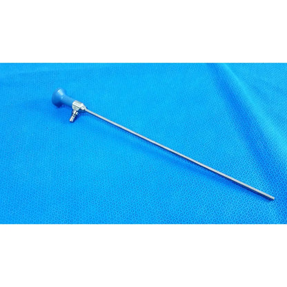 Blue-handled stryker ideal eyes 5mm autoclavable endoscope with long slender metallic shaft for precise surgical use