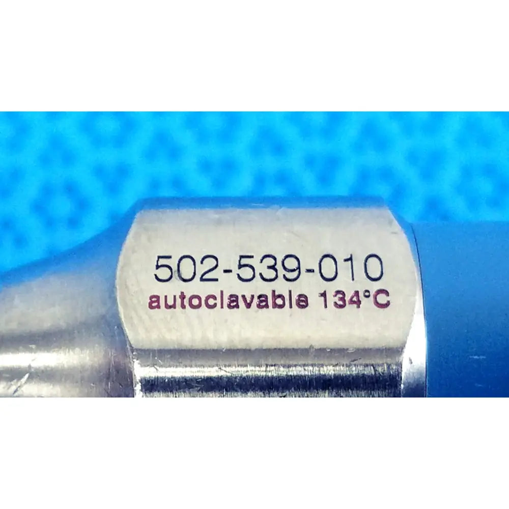 Silver metallic cylindrical stryker ideal eyes 5mm autoclavable endoscope model 502-539-010 with white label