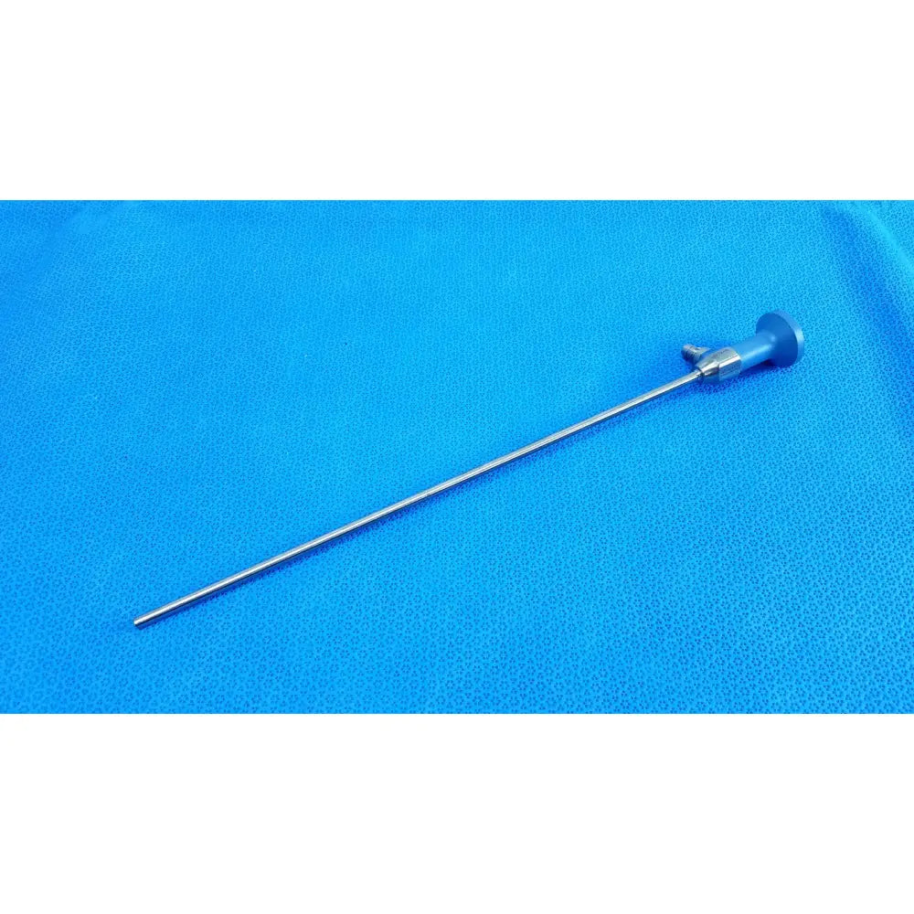 Silver ideal eyes 5mm surgical endoscope with blue ergonomic handle and metallic autoclavable shaft by stryker