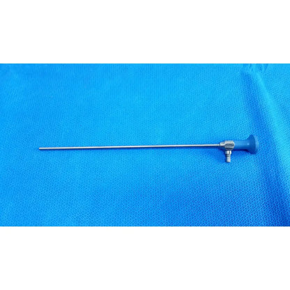 Silver surgical endoscope with blue ergonomic handle and metallic joints ideal eyes 5mm autoclavable by stryker