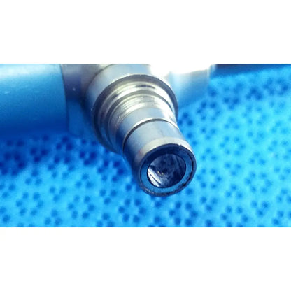 Silver metallic vape pen tip with threaded connection and dark interior for stryker ideal eyes 5mm endoscope