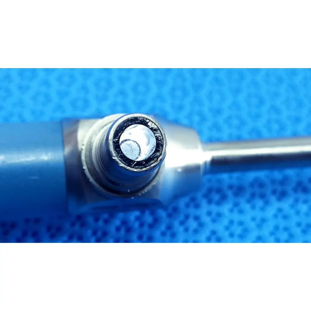 Silver-colored metal soldering iron tip with blackened bore and visible components for stryker ideal eyes 5mm endoscope