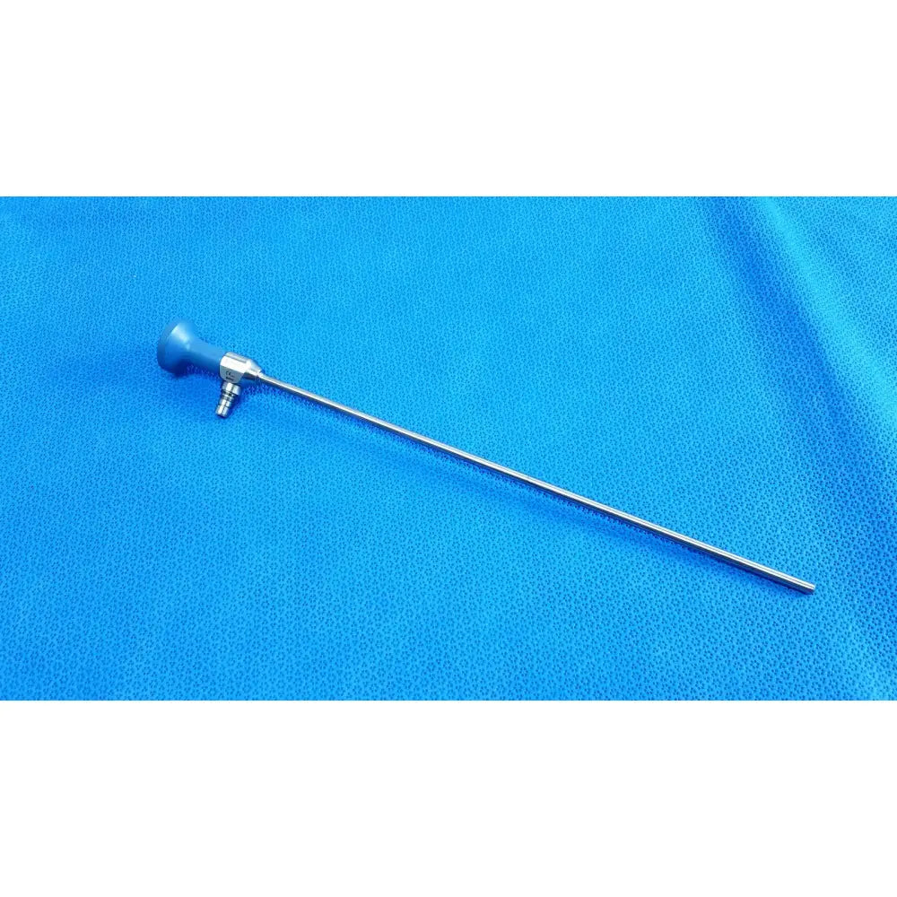 Blue-handled stryker ideal eyes 5mm autoclavable endoscope with long slender metallic shaft for surgical use