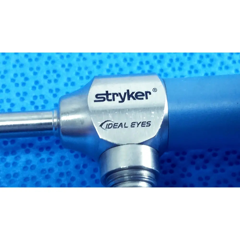 Stryker ideal eyes 5mm autoclavable endoscope with metallic silver head and blue handle for surgical use