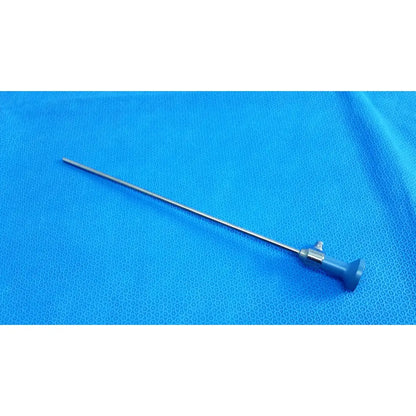 Silver surgical endoscope with blue handle and metallic joints from stryker ideal eyes 5mm autoclavable model 502-539-010