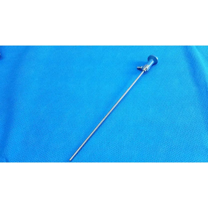 Silver surgical endoscope with blue-handled control knob and metallic shaft ideal eyes 5mm autoclavable by stryker