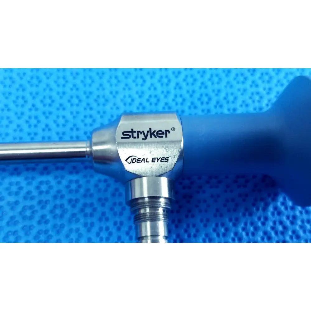 Stryker 502-539-010 ideal eyes 5mm autoclavable endoscope with metallic body and blue ergonomic handle