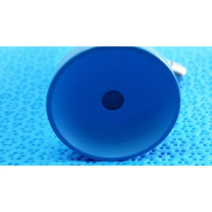 Blue silicone funnel with black circular indentation for ideal eyes 5mm autoclavable endoscope accessory