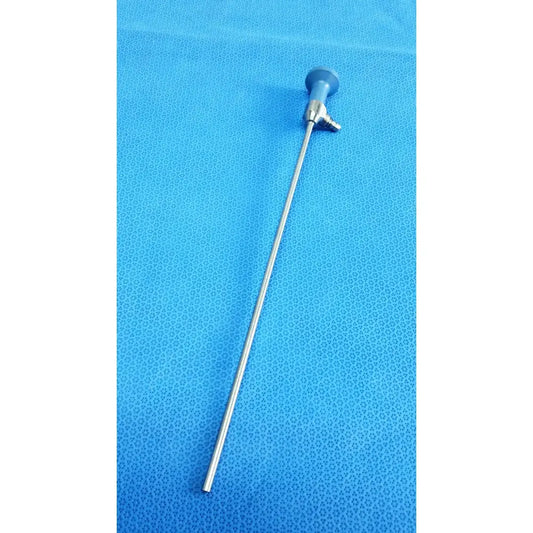 Silver surgical endoscope with blue-handled control knob ideal eyes 5mm autoclavable for precise medical use