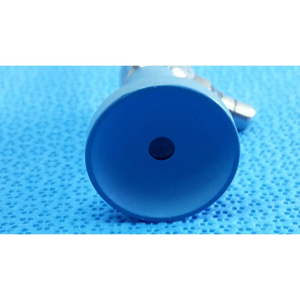 Blue plastic dental impression tray with central hole and metallic connector for stryker ideal eyes 5mm endoscope