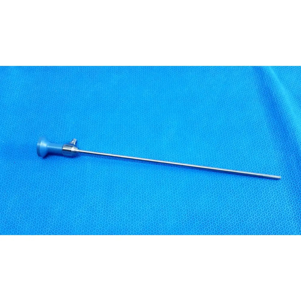 Blue-handled stryker ideal eyes 5mm autoclavable endoscope with long slender metallic shaft for surgical use