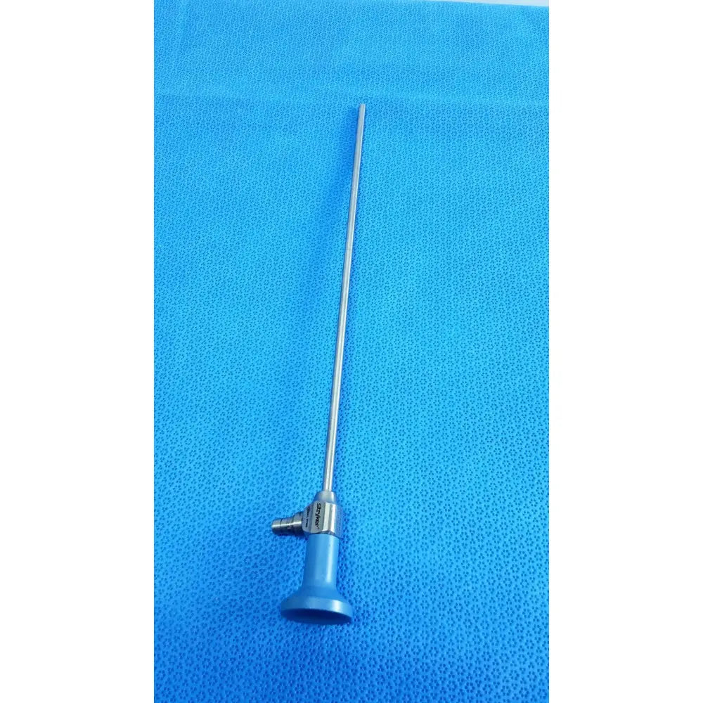 Silver surgical ideal eyes 5mm endoscope with blue handle and metallic joint for autoclavable use by Stryker