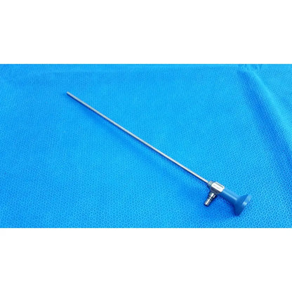Silver surgical ideal eyes 5mm endoscope with blue ergonomic handle and metallic joints for medical use