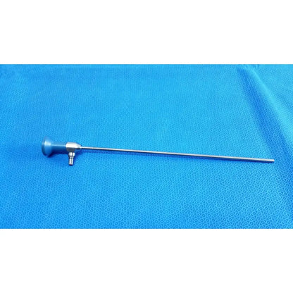Silver ideal eyes 5mm surgical endoscope with blue-handled control knob and metallic shaft for precision use