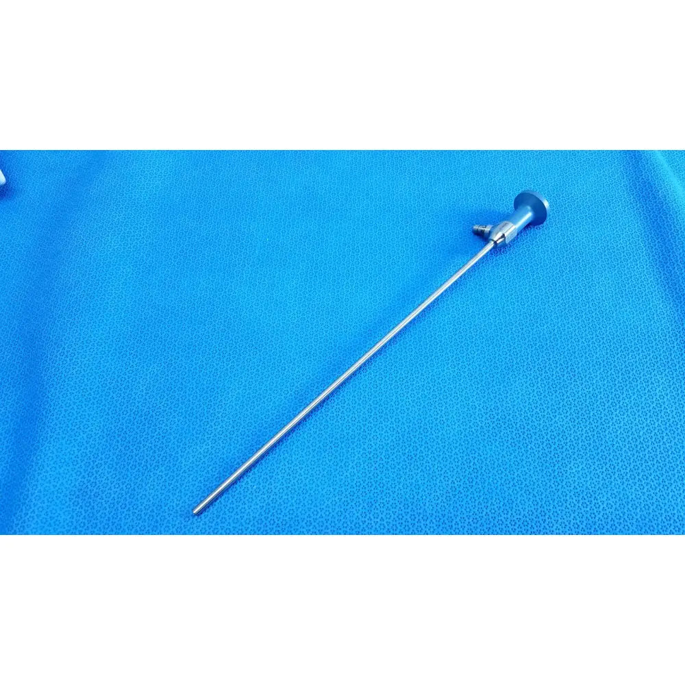 A sleek metallic ideal eyes 5mm autoclavable surgical endoscope with slender shaft and rounded handle by Stryker
