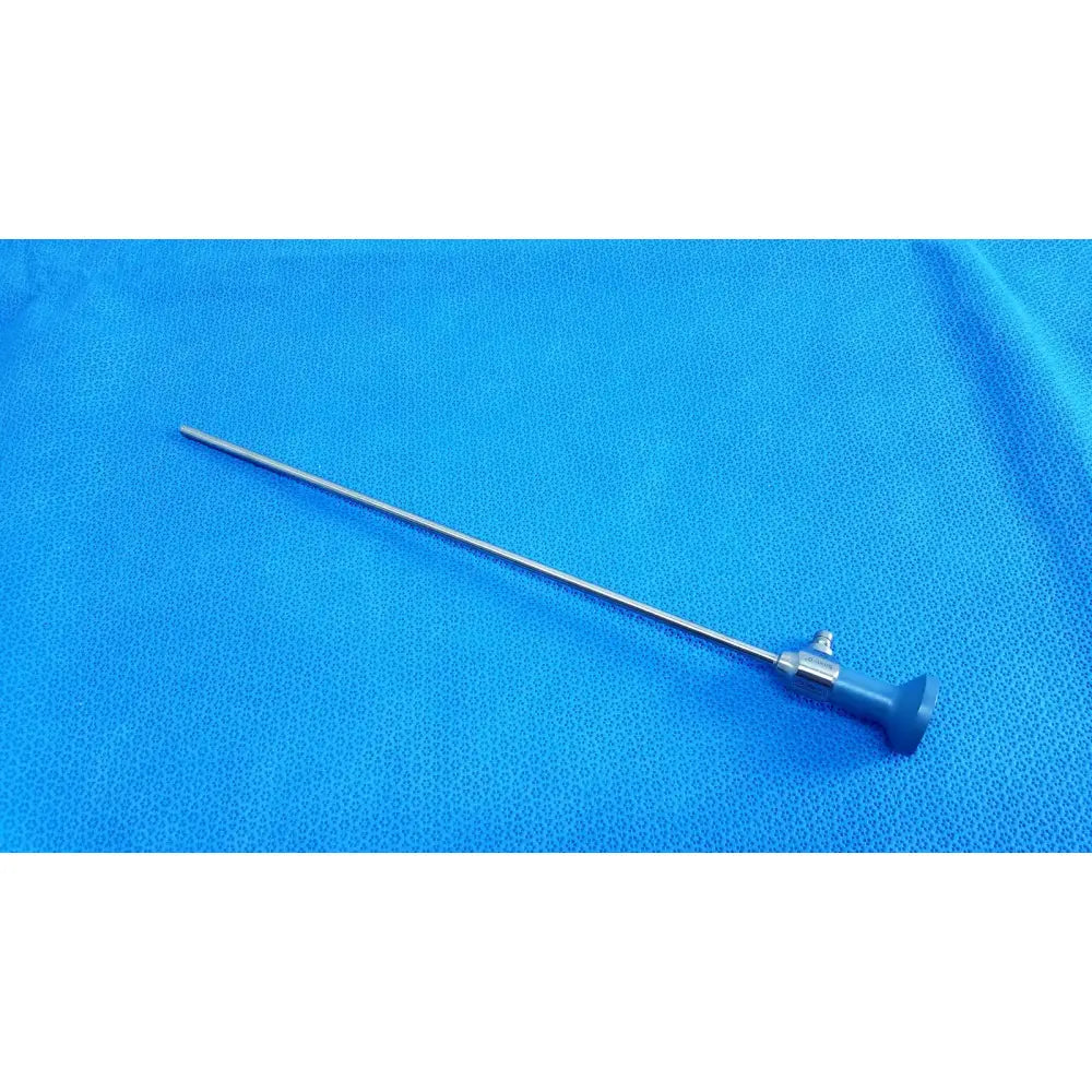 Silver surgical endoscope with blue ergonomic handle and metallic joints ideal eyes 5mm autoclavable by stryker