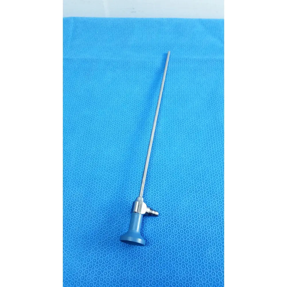 Silver surgical endoscope with blue ergonomic handle and metallic joints stryker ideal eyes 5mm autoclavable endoscope