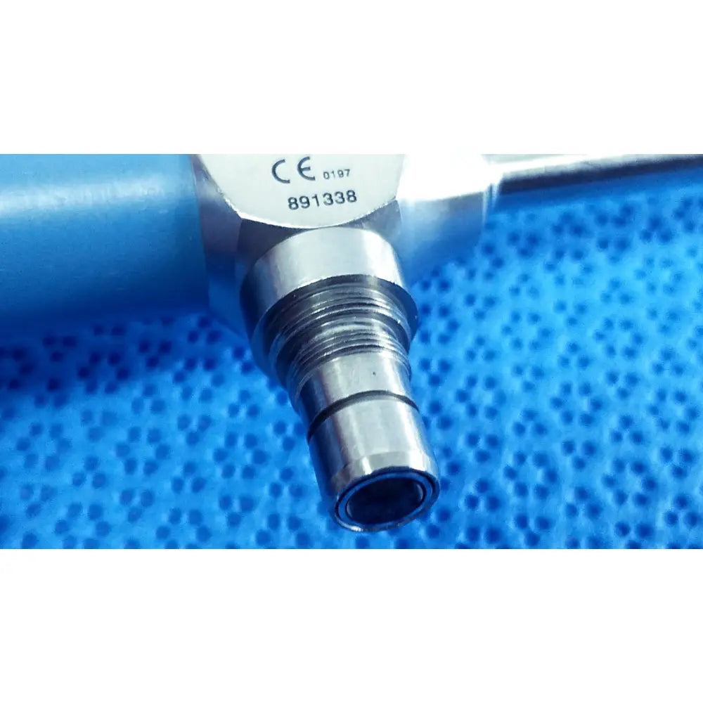 Silver metallic medical-grade connector with threaded fittings and ce mark on the ideal eyes 5mm autoclavable endoscope