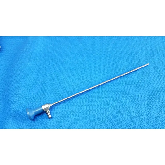 Silver surgical ideal eyes 5mm endoscope with blue ergonomic handle and metallic joints for medical use