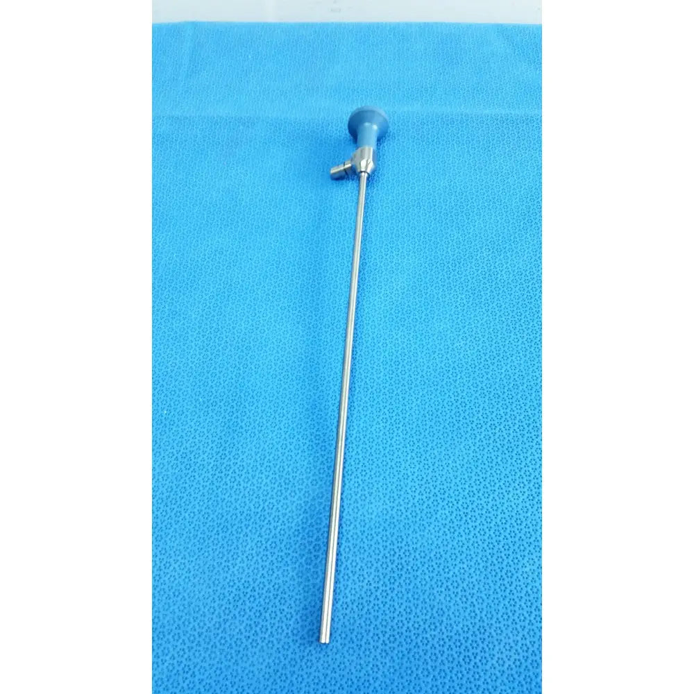 Silver surgical ideal eyes 5mm endoscope with blue ergonomic handle and metallic autoclavable shaft by stryker