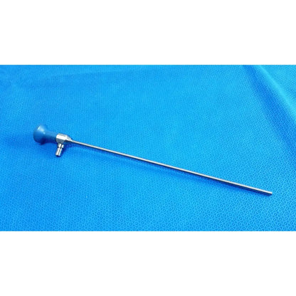Silver surgical endoscope with blue ergonomic handle and metallic joints ideal eyes 5mm autoclavable by stryker