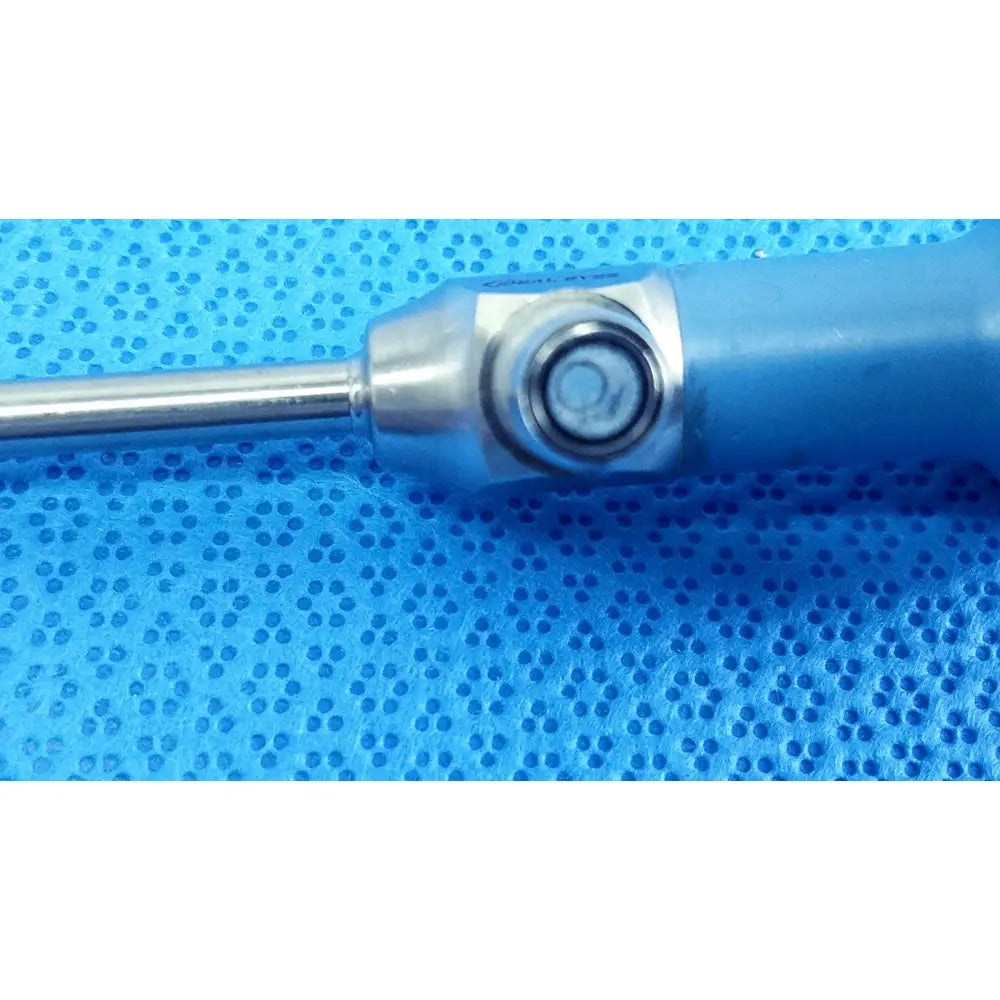 Blue-handled metallic ideal eyes 5mm endoscope with hexagonal adjustment knob for precise surgical use