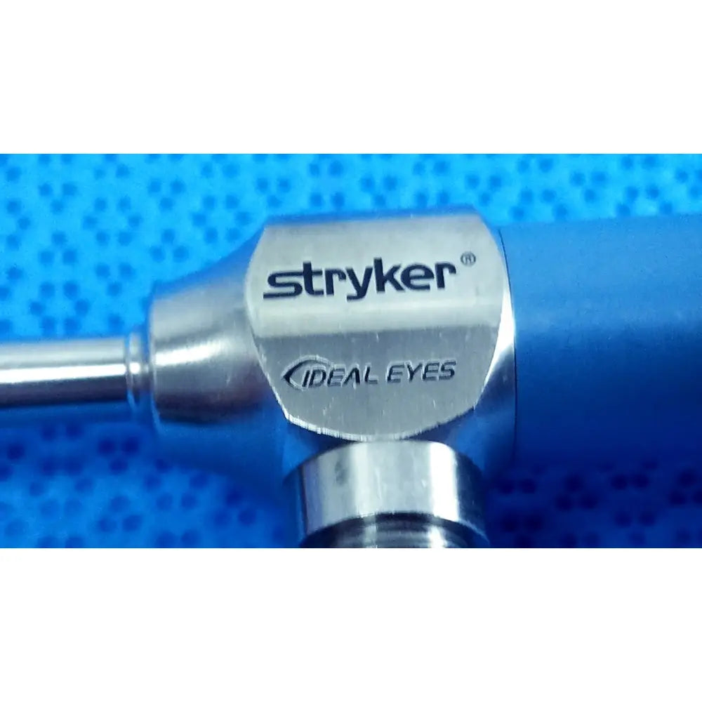 Stryker 502-539-010 ideal eyes 5mm autoclavable endoscope with metallic silver head and blue handle surgical instrument