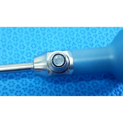 Silver surgical instrument with blue ergonomic handle and metallic shaft for stryker ideal eyes 5mm autoclavable endoscope