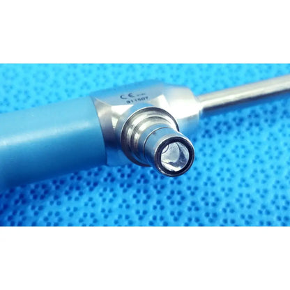 Blue-handled Stryker ideal eyes 5mm surgical endoscope with metallic cylindrical tip and engraved markings