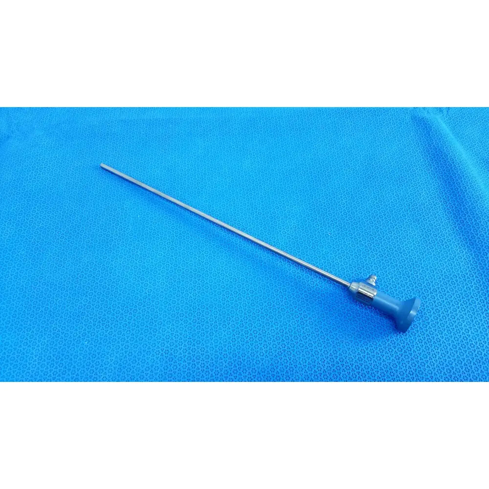Silver surgical endoscope with blue ergonomic handle from Stryker ideal eyes 5mm autoclavable model 911517