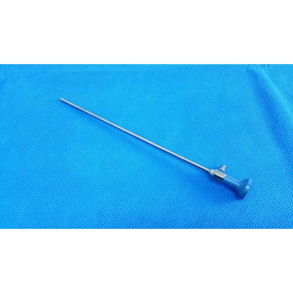 Silver surgical endoscope with blue ergonomic handle from Stryker ideal eyes 5mm autoclavable model 911517