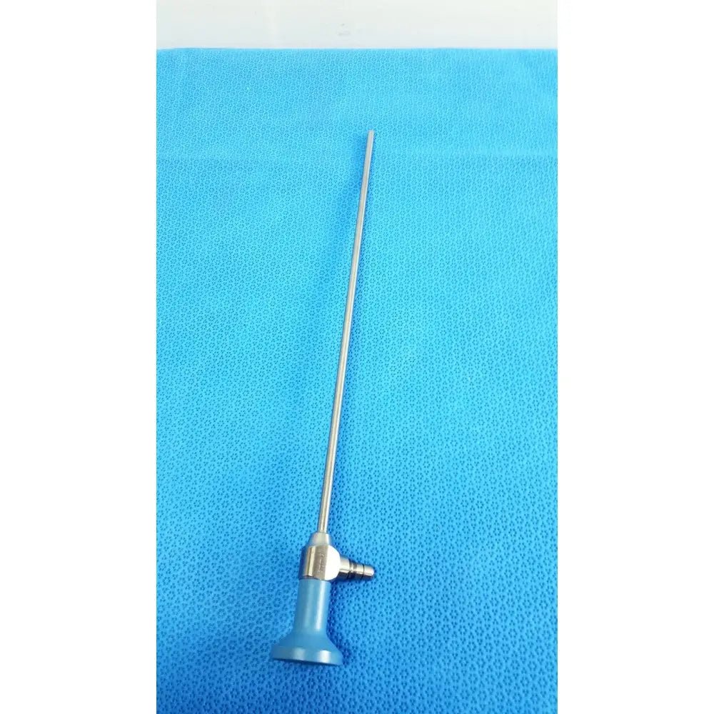 Silver surgical ideal eyes 5mm endoscope with blue handle and metallic joints for autoclavable use