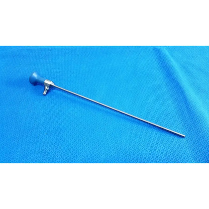 Blue-handled stryker ideal eyes 5mm 0 degree autoclavable endoscope with a long slender metallic shaft