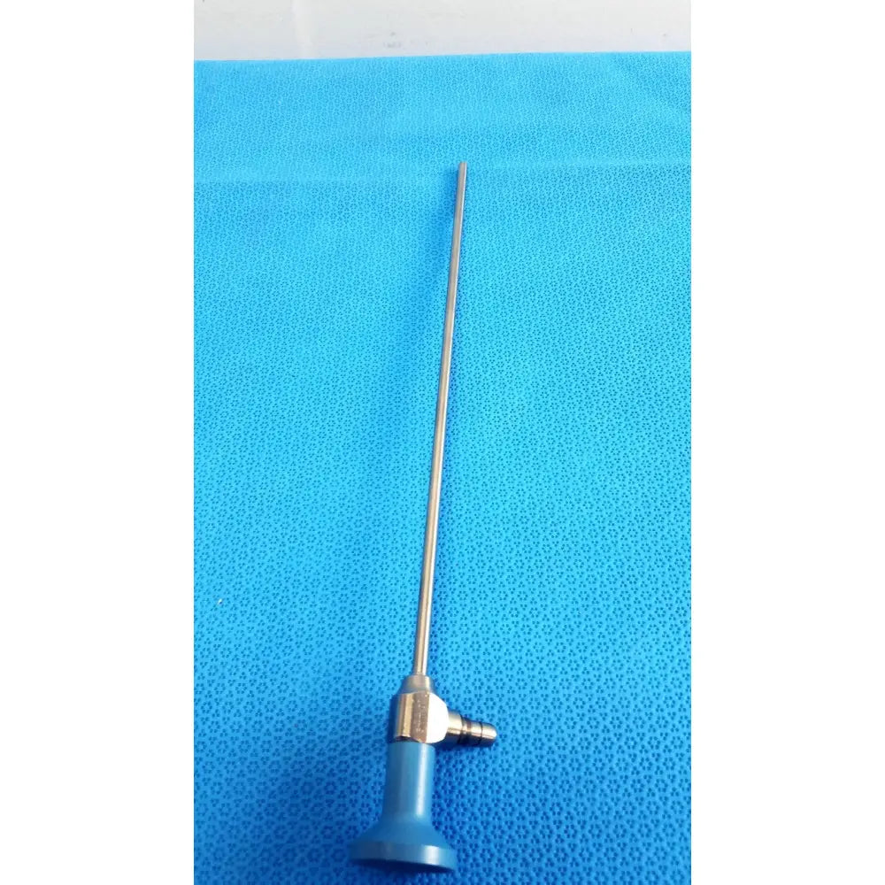 Silver surgical endoscope with blue handle and metallic joints stryker ideal eyes 5mm autoclavable model 502-539-010
