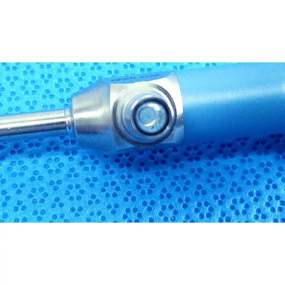 Blue cylindrical ideal eyes 5mm autoclavable endoscope with metallic silver head and engraved text by stryker