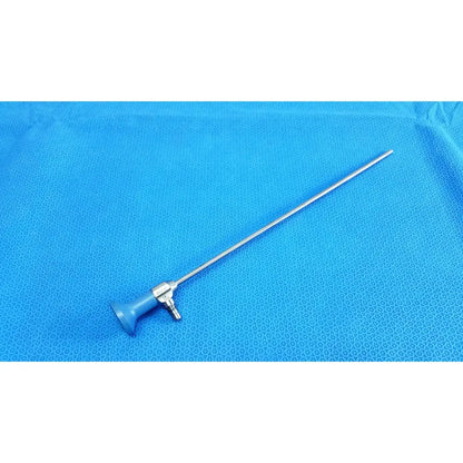 Blue-handled stryker ideal eyes 5mm autoclavable endoscope with long slender metallic shaft for surgical use