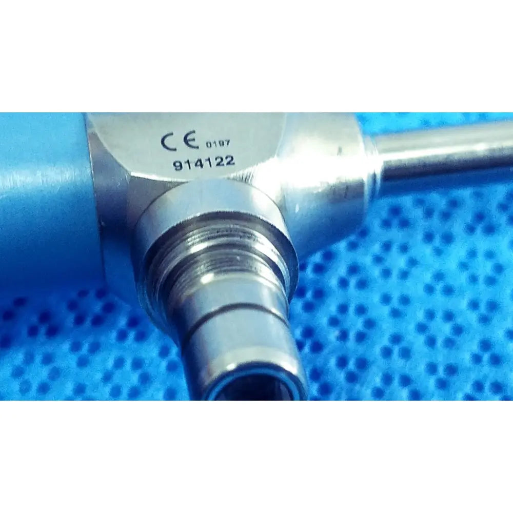 Silver surgical instrument with blue handle and metallic joints ce marked in stryker ideal eyes 5mm autoclavable endoscope