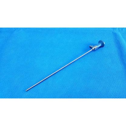 Silver surgical endoscope with slender metallic shaft and blue handle for stryker ideal eyes 5mm autoclavable use