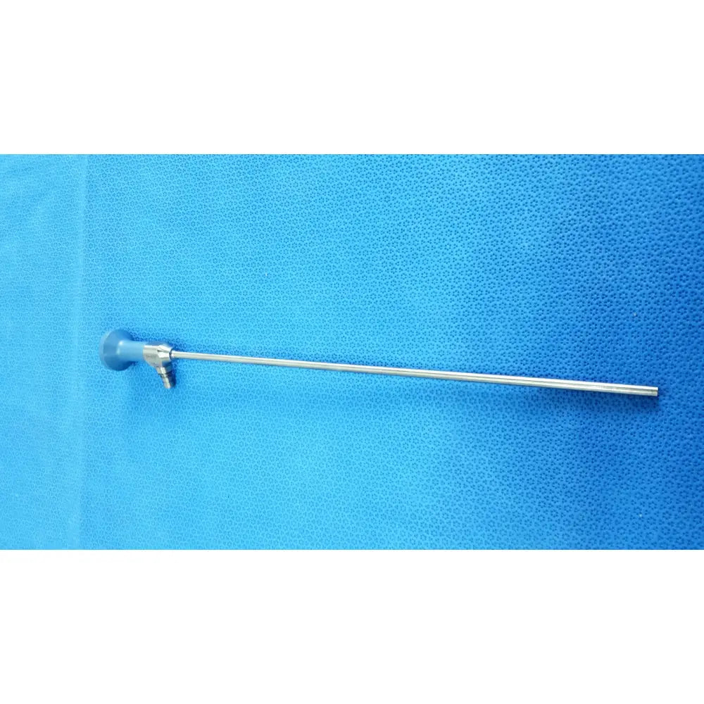 Silver ideal eyes 5mm autoclavable endoscope with blue-handled control knob and metallic shaft by Stryker