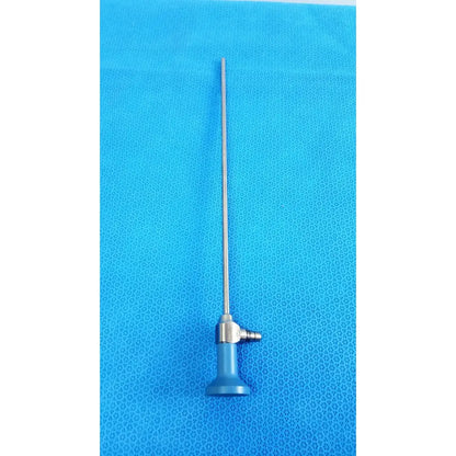 Silver surgical endoscope with blue handle and metallic joints stryker ideal eyes 5mm autoclavable endoscope