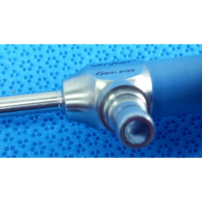 Stryker 502-539-010 ideal eyes 5mm endoscope with metallic shaft and blue ergonomic handle for surgical use