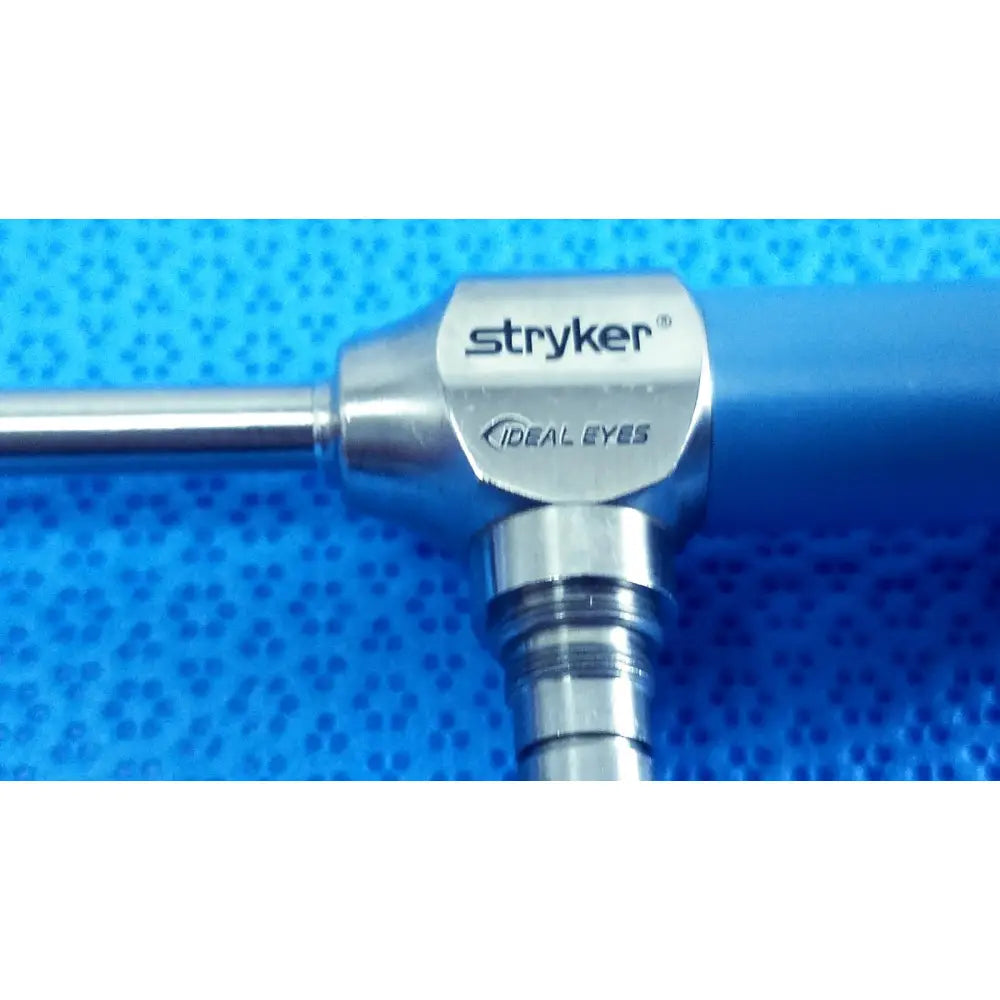 Stryker ideal eyes 5mm autoclavable endoscope with metallic handle and blue ergonomic grip for precision surgery