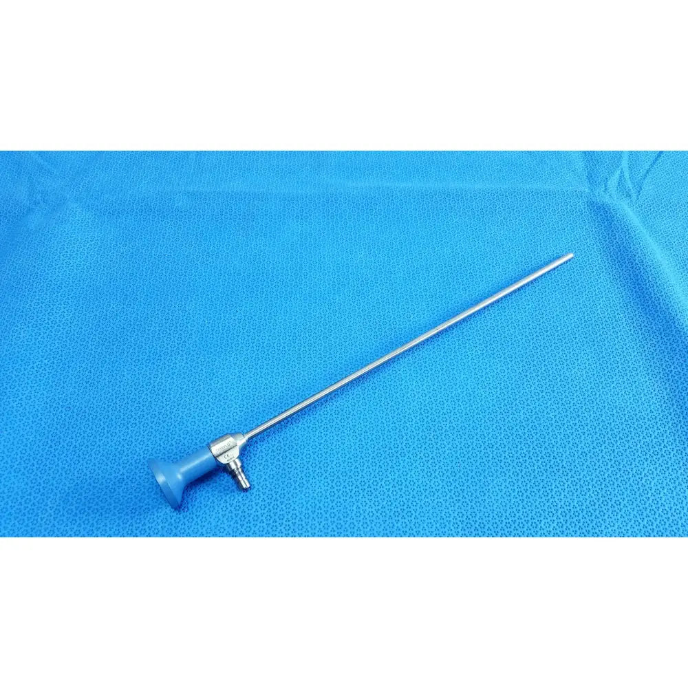 Silver surgical endoscope with blue ergonomic handle and metallic joints stryker ideal eyes 5mm autoclavable endoscope