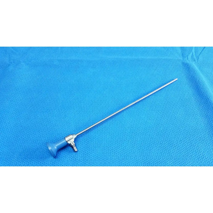 Silver surgical endoscope with blue ergonomic handle and metallic joints stryker ideal eyes 5mm autoclavable endoscope