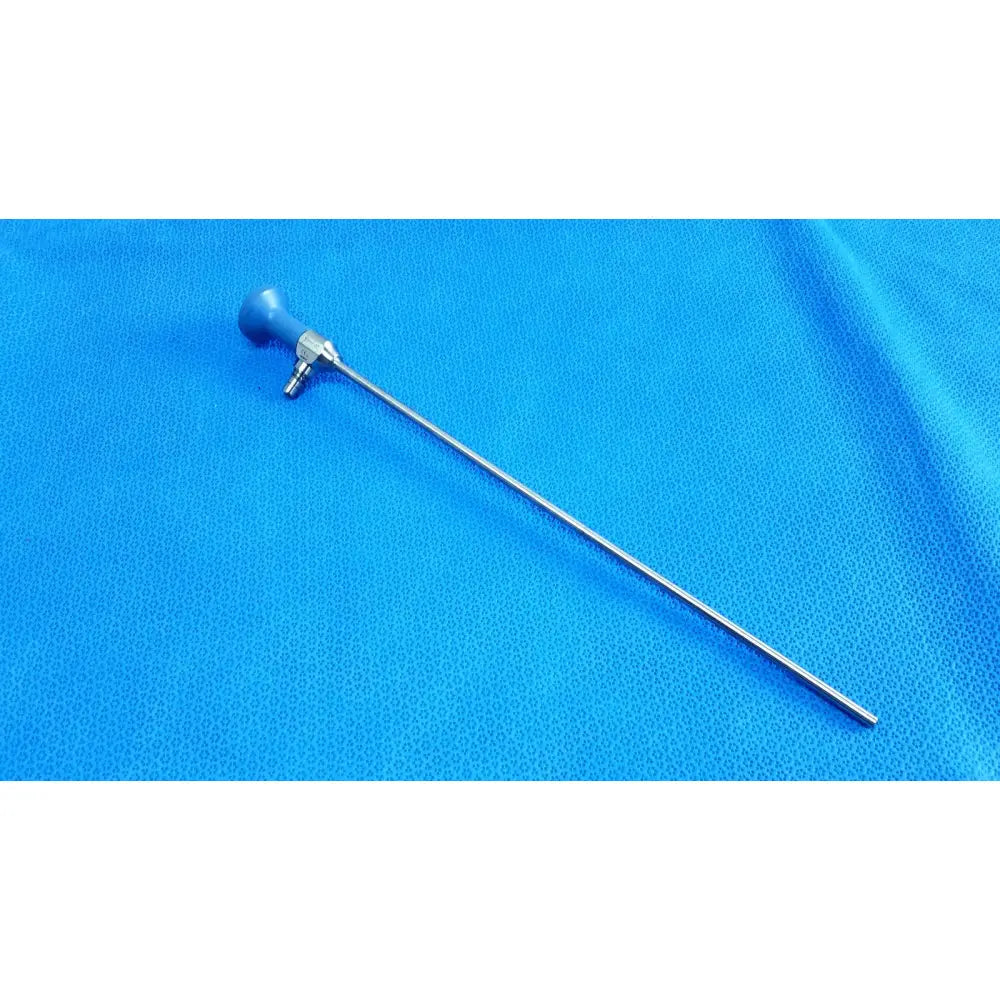 Blue-handled stryker ideal eyes 5mm autoclavable endoscope with long slender metallic shaft for surgical use