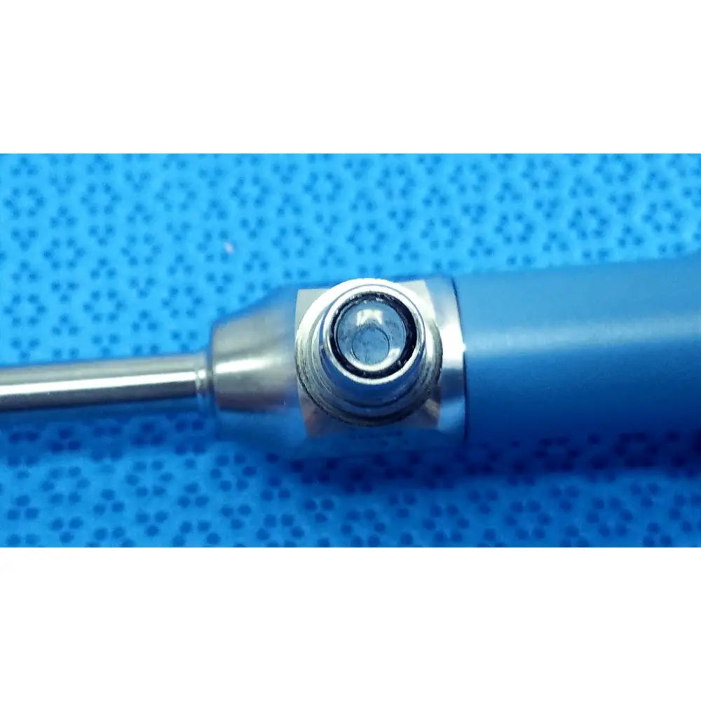 Blue-handled stryker ideal eyes 5mm autoclavable endoscope with metallic tip and circular opening for surgical use