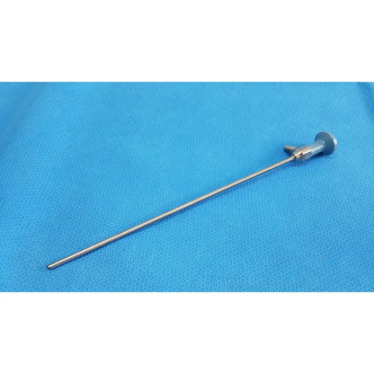 Silver ideal eyes 5mm surgical endoscope with slender metallic shaft and rounded handle for medical use